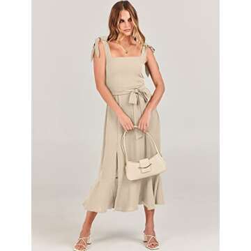 ANRABESS Women's Square Neck Ruffle Split Midi Elegant Formal Wedding Guest Cocktail Bridesmaid Grad...