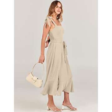 ANRABESS Women's Square Neck Ruffle Split Midi Elegant Formal Wedding Guest Cocktail Bridesmaid Graduation Party Dresses