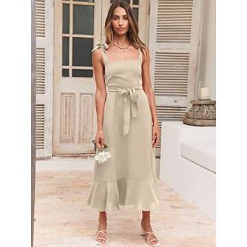 ANRABESS Women's Square Neck Ruffle Split Midi Elegant Formal Wedding Guest Cocktail Bridesmaid Graduation Party Dresses