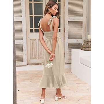 ANRABESS Women's Square Neck Ruffle Split Midi Elegant Formal Wedding Guest Cocktail Bridesmaid Graduation Party Dresses