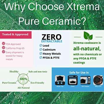 Xtrema- Ceramic Cookware Traditions Saucepan/Pot With Lid | 100% Ceramic, Eco-Friendly, Green All Natural, Stove, Oven & Microwave Safe 1-Quart