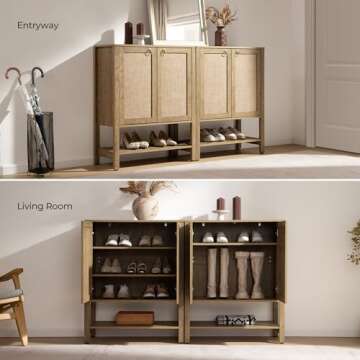 SICOTAS Rattan Shoe Cabinet for Stylish Storage Solutions