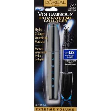 L’Oréal Paris Voluminous Extra-Volume Collagen Waterproof Mascara, Blackest Black, 0.34 Ounces