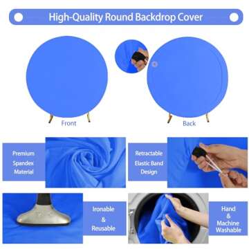 GALLETY Royal Blue 7.2FT Round Backdrop Cover - Adjustable Decorative Arch