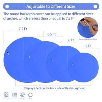 GALLETY Royal Blue 7.2FT Round Backdrop Cover for Events