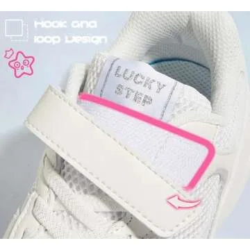 LUCKY STEP Kids Tennis Running Shoes for Children Athletic Sports Gym Lightweight Casual Walking Wide Shoes Toddler School Sneakers(White,Little Kid 12)