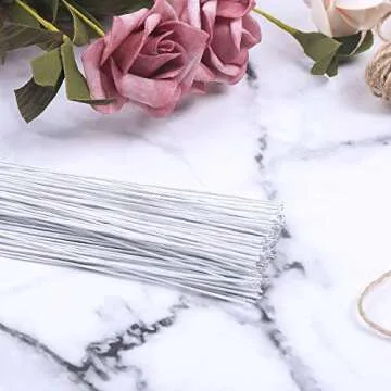 CCINEE White Floral Wire Stems - 150PCS for Crafting