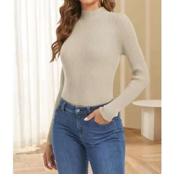 ATHMILE Women's Slim Fit Mock Neck Sweater for Fall