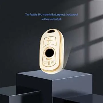 YHC Buick Key Fob Cover with Gold Keychain - Premium Protection