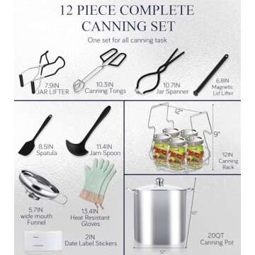 Canning Pot-Canning supplies starter kit, Stainless Steel Canning Tool Kit，Water bath canner with rack for canning.