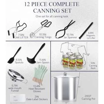 Canning Pot-Canning supplies starter kit, Stainless Steel Canning Tool Kit，Water bath canner with rack for canning.
