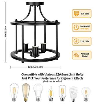 Farmhouse Semi Flush Mount Ceiling Light for All Spaces