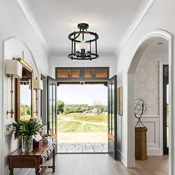 Farmhouse Semi Flush Mount Ceiling Light for All Spaces