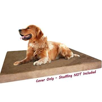 Dogbed4less DIY Pet Bed Pillow Brown Microsuede Duvet Cover and Waterproof Internal case for Dog at 40X35X4 Inch - Covers only