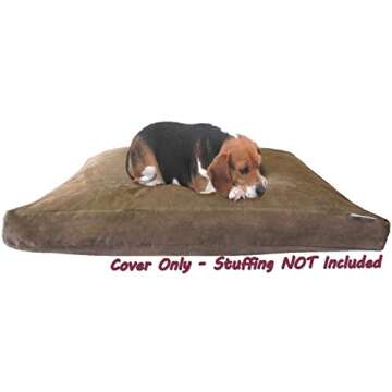 Dogbed4less DIY Pet Bed Pillow Brown Microsuede Duvet Cover and Waterproof Internal case for Dog at 40X35X4 Inch - Covers only