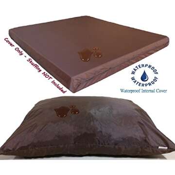 Dogbed4less DIY Pet Bed Pillow Brown Microsuede Duvet Cover and Waterproof Internal case for Dog at 40X35X4 Inch - Covers only