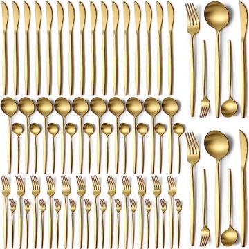 60 Pieces Stainless Steel Silverware Set, Flatware Cutlery Set Service for 12, Tableware Cutlery Set...