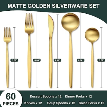 Elegant 60PCS Gold Silverware Set for Any Occasion