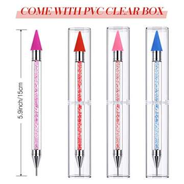 4 Pieces Diamond Painting Pens Self-Stick Drill Pens Painting Drill Pens with Double Heads for 5D Diamond Painting DIY Crafts Painting Cross-Stitch Manicure (Blue, Red, Pink, Purple)