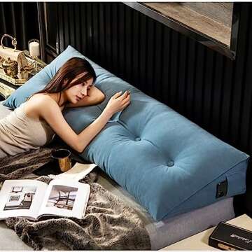 Large Headboard Wedge Pillow Bed Reading Pillow for Headboard Twin/Queen/King Size Bed Rest Reading ...