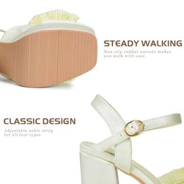 KHPAERMEI Bow Knot Platform Heels for Women Fashion Open Toe Chunky Heeled Sandals Ankle Strap Wedding Party Dress High Heels