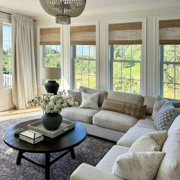 TWOPAGES Natural Cordless Ramie Roman Shade No Drill Roman Blind Customized Roman Window Shade Sun Light Filtering Window Treatment Privacy Protection Roman Blind for Windows, Beige, 1 Piece