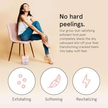 Grace & Stella Award-Winning Foot Peeling Mask - Gentle, Vegan Exfoliating Masks for Soft Feet (4 Pa...