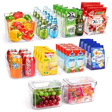 Set Of 10 Refrigerator Pantry Organizer Bins – Clear Plastic Food Storage Bins