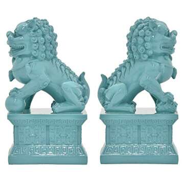 Three Hands 9" Foo Dog Bookend S/2 in Blue Desk Accessories-Library, 5 x 3.5 x 9 5x3.5x9