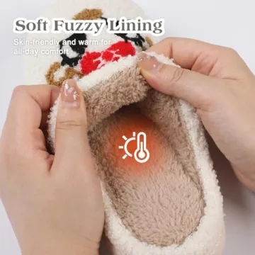 Menore Christmas Reindeer Slippers for Womens Mens Plush Warm Santa Claus Slippers Fuzzy House Slippers Christmas Gifts For Girls Women Girlfriend