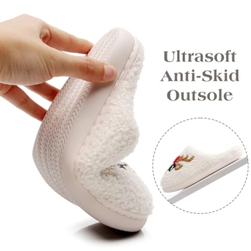 Menore Christmas Reindeer Slippers for Womens Mens Plush Warm Santa Claus Slippers Fuzzy House Slippers Christmas Gifts For Girls Women Girlfriend