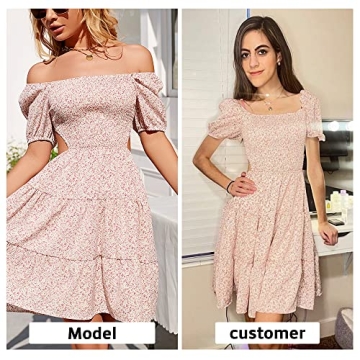 Byinns Square Neck Floral Mini Dress Elegant and Comfortable