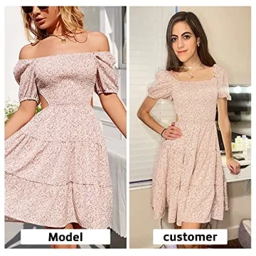 Byinns Square Neck Floral Mini Dress Elegant and Comfortable