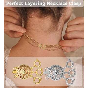 Dailyacc Layered Necklace Clasp for Women Slide Jewelry Lock Silver & 14k Gold Jewelry Bracelet Conn...