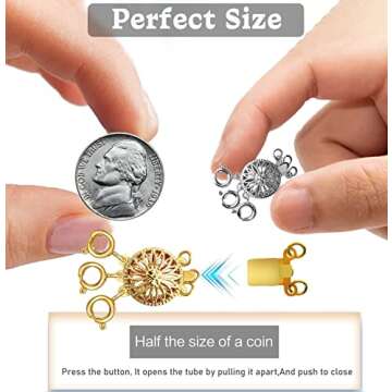Dailyacc Layered Necklace Clasp for Women Slide Jewelry Lock Silver & 14k Gold Jewelry Bracelet Connectors