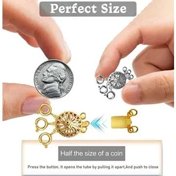 Dailyacc Layered Necklace Clasp for Women Slide Jewelry Lock Silver & 14k Gold Jewelry Bracelet Connectors