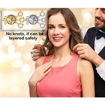 Dailyacc Layered Necklace Clasp for Women Slide Jewelry Lock Silver & 14k Gold Jewelry Bracelet Connectors