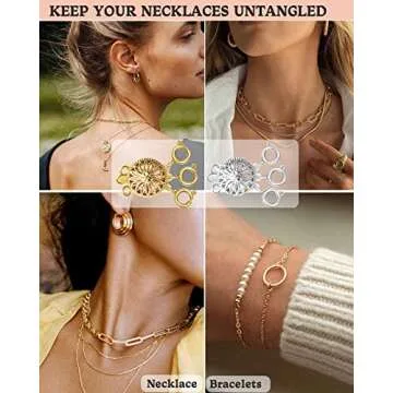 Dailyacc Layered Necklace Clasp for Women Slide Jewelry Lock Silver & 14k Gold Jewelry Bracelet Connectors