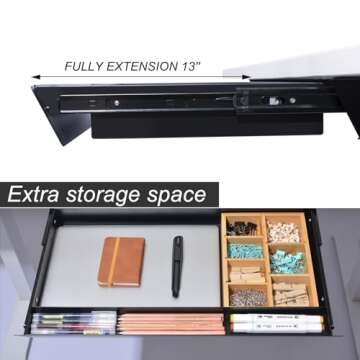 Large Under Desk Sliding Drawer with Bamboo Tray