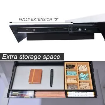 Large Under Desk Sliding Drawer with Bamboo Tray