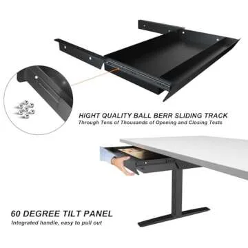 Large Under Desk Sliding Drawer with Bamboo Tray