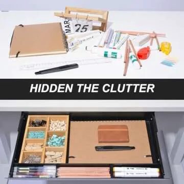 Large Under Desk Sliding Drawer with Bamboo Tray