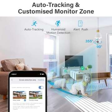 Jennov 3K Light Bulb Security Camera Wireless Outdoor IP66 Waterproof - 5Ghz&2.4Ghz WiFi Indoor Cameras for Home Security, 360° Light Socket Camera, Color Night Vision, Motion Detect, Auto Tracking