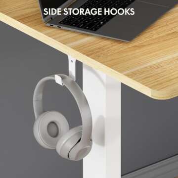 FLEXISPOT EN1 One-Piece Standing Desk 40 x 24 Inches Height Adjustable Desk Electric Sit Stand Up Desk Home Office Desks Computer Workstation (White Frame + Maple Desktop)