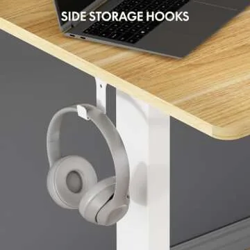 FLEXISPOT EN1 One-Piece Standing Desk 40 x 24 Inches Height Adjustable Desk Electric Sit Stand Up Desk Home Office Desks Computer Workstation (White Frame + Maple Desktop)