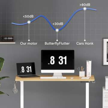 FLEXISPOT EN1 One-Piece Standing Desk 40 x 24 Inches Height Adjustable Desk Electric Sit Stand Up Desk Home Office Desks Computer Workstation (White Frame + Maple Desktop)