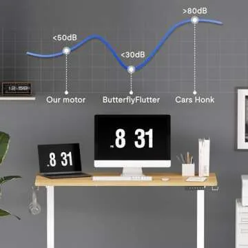 FLEXISPOT EN1 One-Piece Standing Desk 40 x 24 Inches Height Adjustable Desk Electric Sit Stand Up Desk Home Office Desks Computer Workstation (White Frame + Maple Desktop)