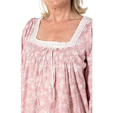 Elegant Victorian Night Gown for Women - Pink Floral XS
