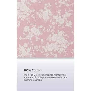 Elegant Victorian Night Gown for Women - Pink Floral XS