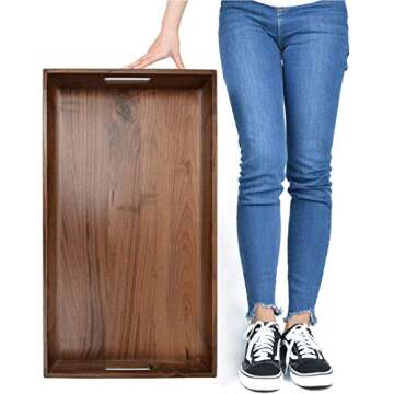 Elegant KINGCRAFT XL Black Walnut Wooden Tray for Serving